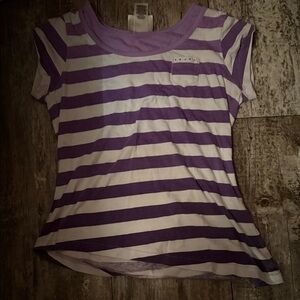 Purple and White Striped Kids Short Sleeve Tee